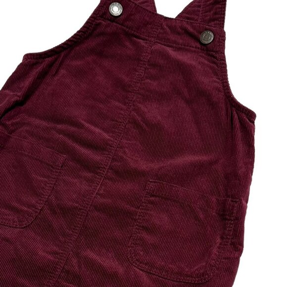 Old Navy Baby Girls Corduroy Overall Pinafore Dress Wine Maroon - Picture 2 of 3